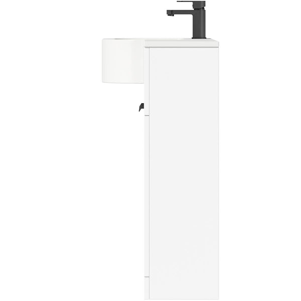 Mode Taw P shape gloss white left handed combination unit with black handles and tap