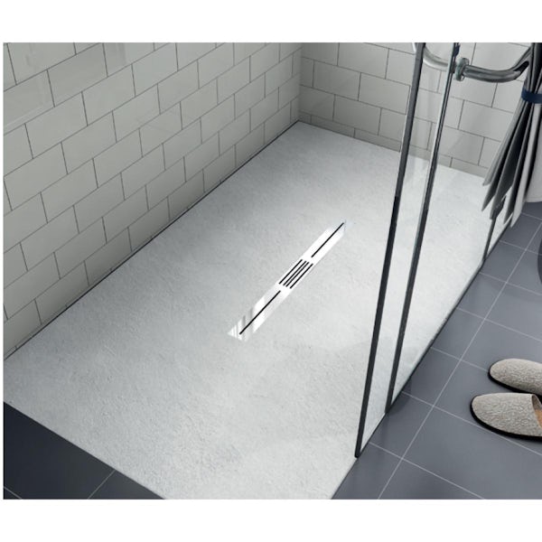 AKW Onyx Linea white rectangular shower tray