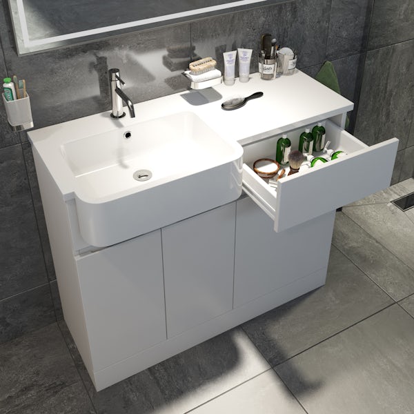 Mode Roche white floorstanding vanity and semi-recessed basin 1000mm