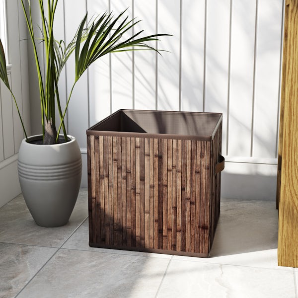 Natural bamboo dark brown storage basket