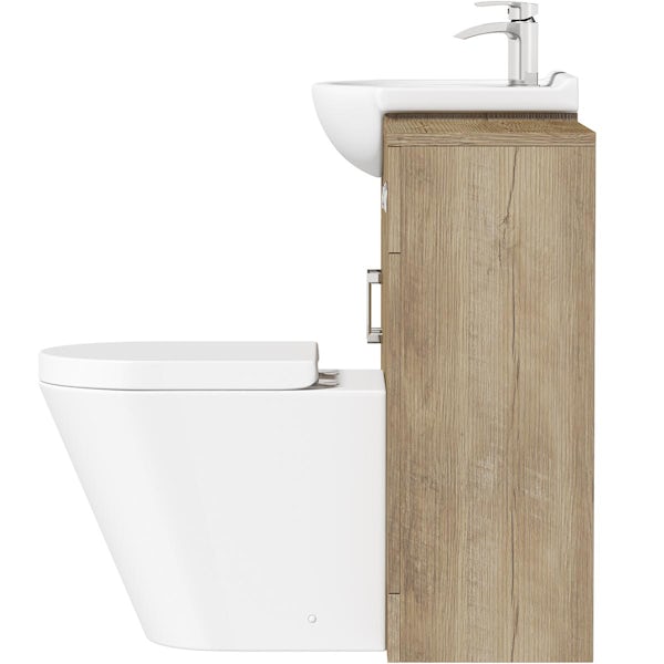 Orchard Lea oak furniture combination and Contemporary back to wall toilet with seat