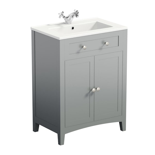 The Bath Co. Camberley satin grey 600mm vanity unit with basin and waste
