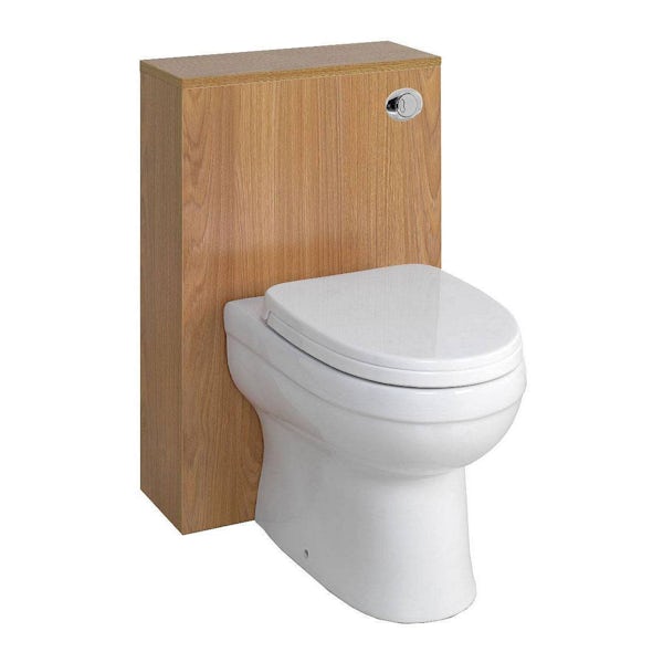 Energy Back To Wall Toilet inc Seat & Slimline Oak Unit