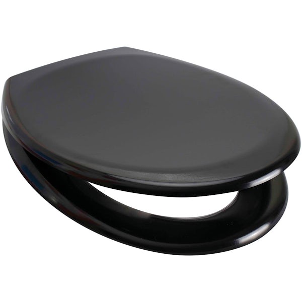 Accents universal black toilet seat with soft close and quick release