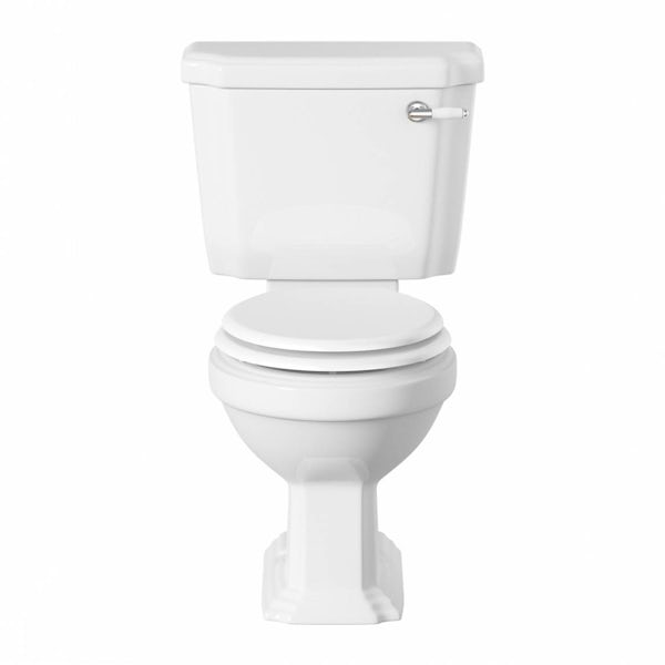 Dulwich close coupled toilet with soft close wooden toilet seat white