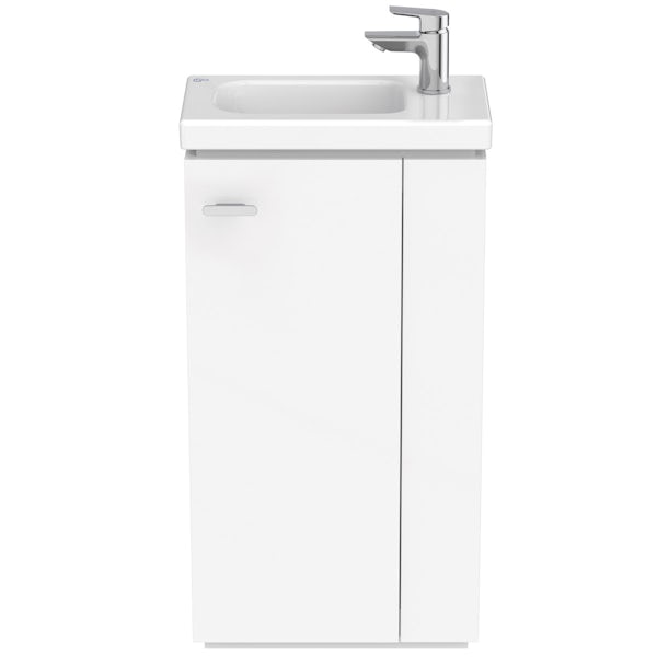 Ideal Standard Concept Space white floor standing vanity unit and right handed basin 450mm