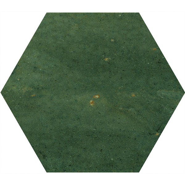 Calcolo Hope green hexagon gloss ceramic wall tile 150 x 173mm