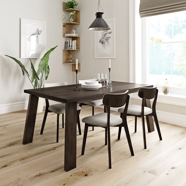 Lincoln Walnut Table with 4x Harrison beige chairs