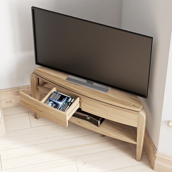 Samuel natural oak corner TV unit