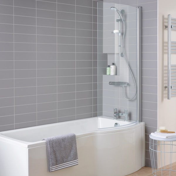 Ideal Standard Tempo right handed shower bath with bath screen and front panel 1700 x 800