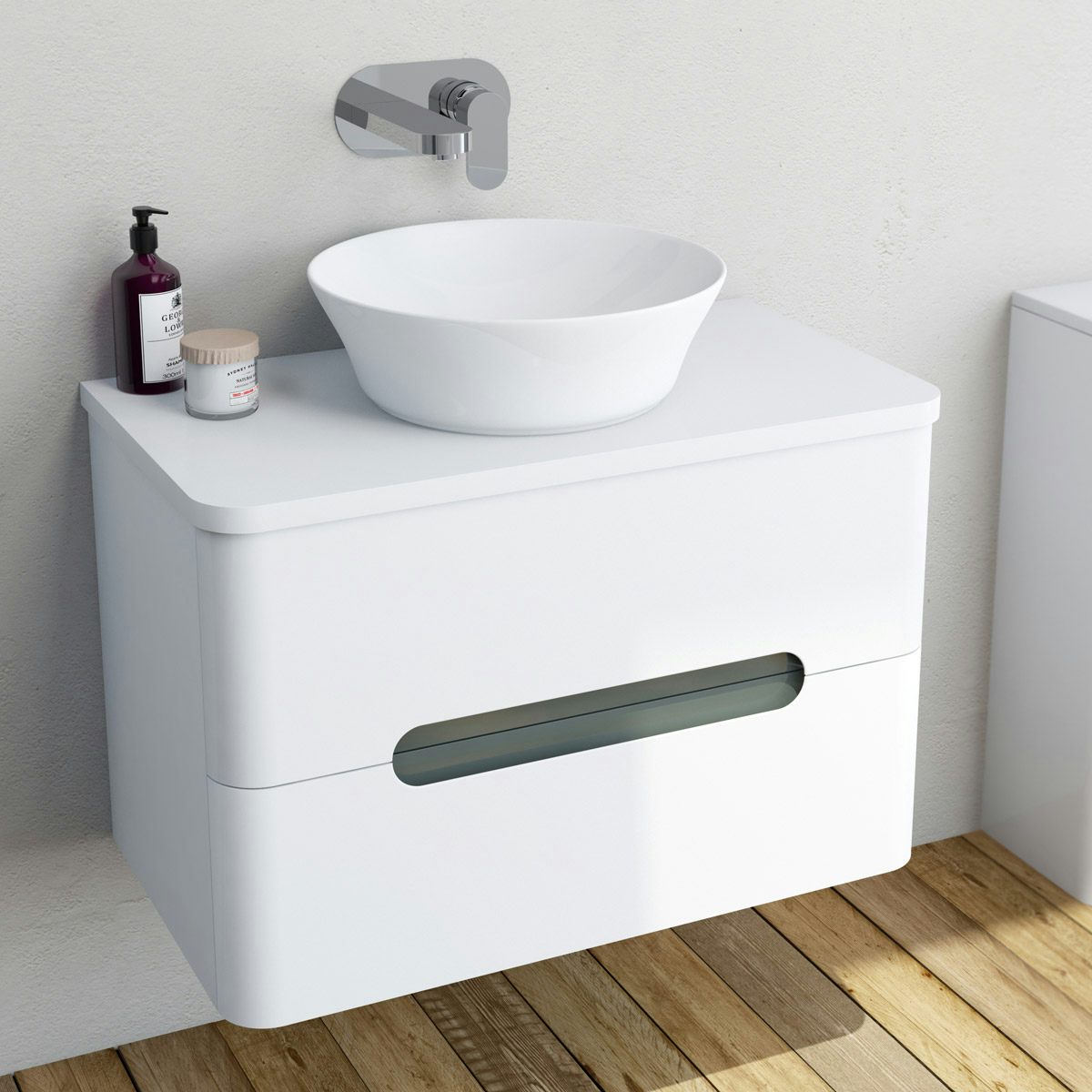 Omile 800mm Wall Hung White Ceramic Basin Sink Vanity Unit Nes Home