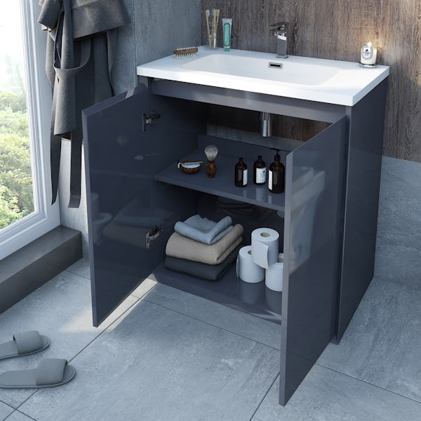 Mode Larsen grey gloss floorstanding vanity unit and basin 800mm