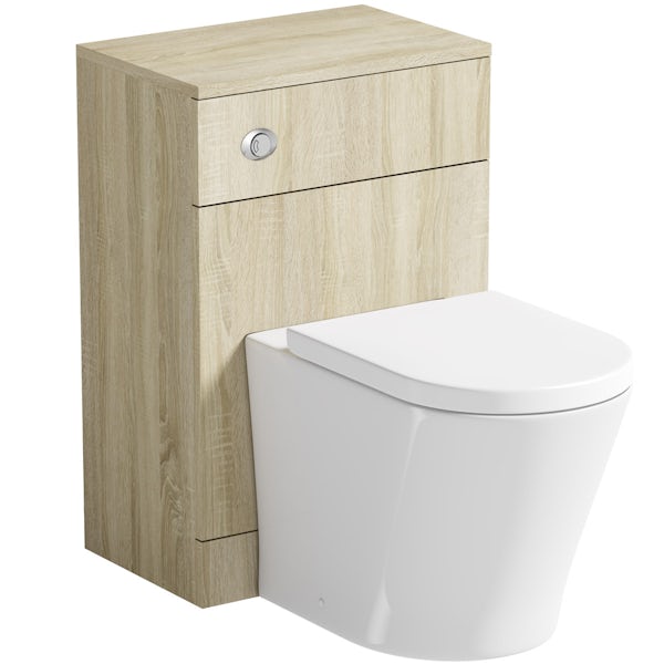 Orchard Eden oak back to wall unit with contemporary toilet and seat
