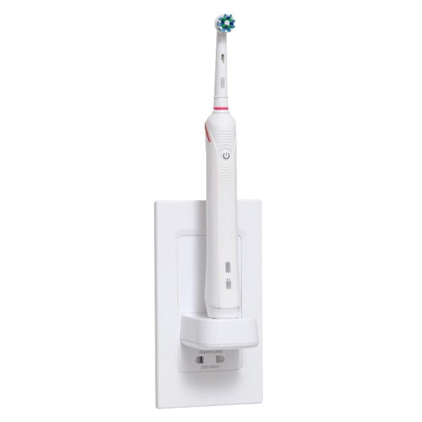 ProofVision in-wall white electric toothbrush charger with socket
