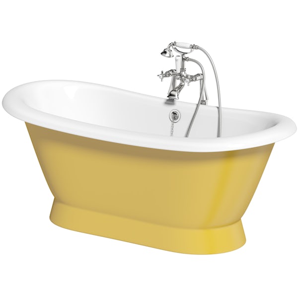 Artist Collection Honey Yellow traditional freestanding bath & tap pack
