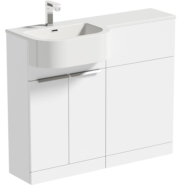 Mode Taw P shape gloss white left handed combination unit with tap