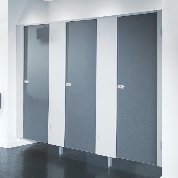 Pendle anthracite toilet cubicle door pack with speckled grey pilasters