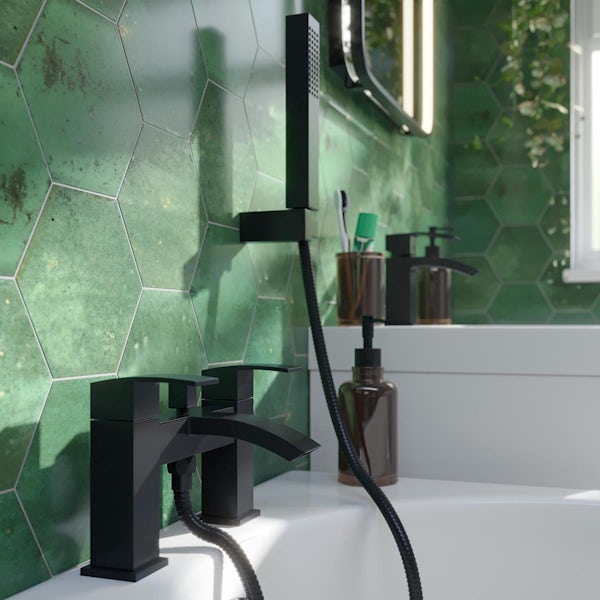 Orchard Wye square black bath shower mixer tap