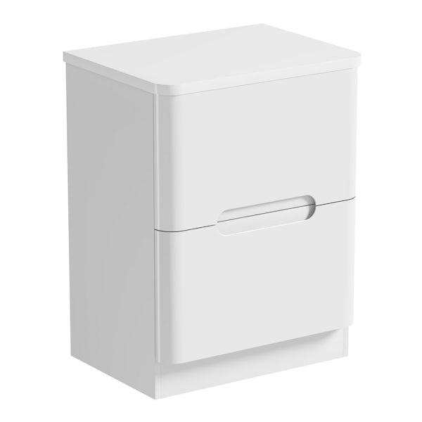 Mode Ellis white countertop drawer unit 600mm with Calhoun basin