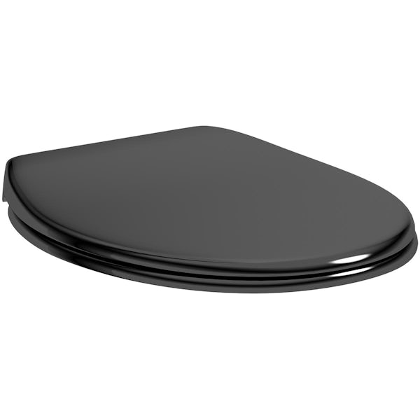 Accents universal black toilet seat with soft close and quick release