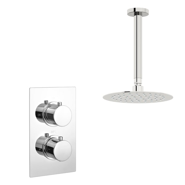 Kirke Curve concealed thermostatic mixer shower with ceiling arm