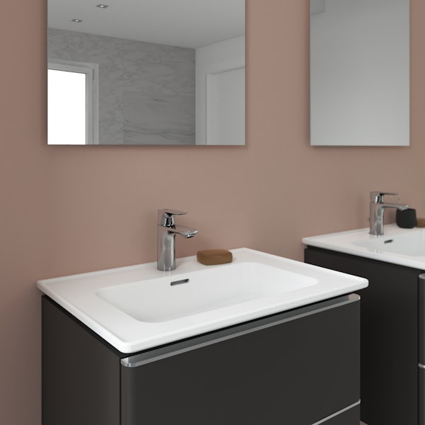 Ideal Standard Strada II anthracite grey wall hung vanity unit and basin 640mm