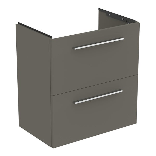 Ideal Standard i.Life S quartz grey matt wall hung vanity unit with 2 ...