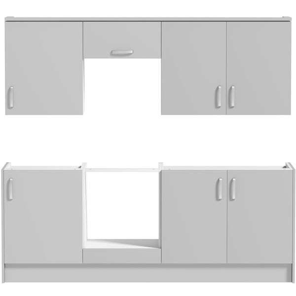Schon Boston light grey slab kitchen base and wall unit bundle