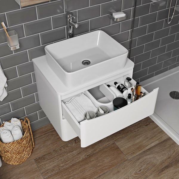 Mode Adler white 600mm wall hung vanity unit and countertop