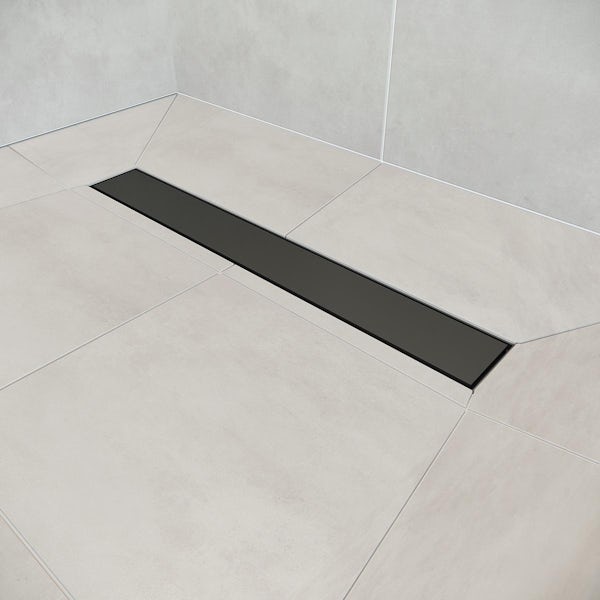 Orchard linear 300mm waste matt black cover plate