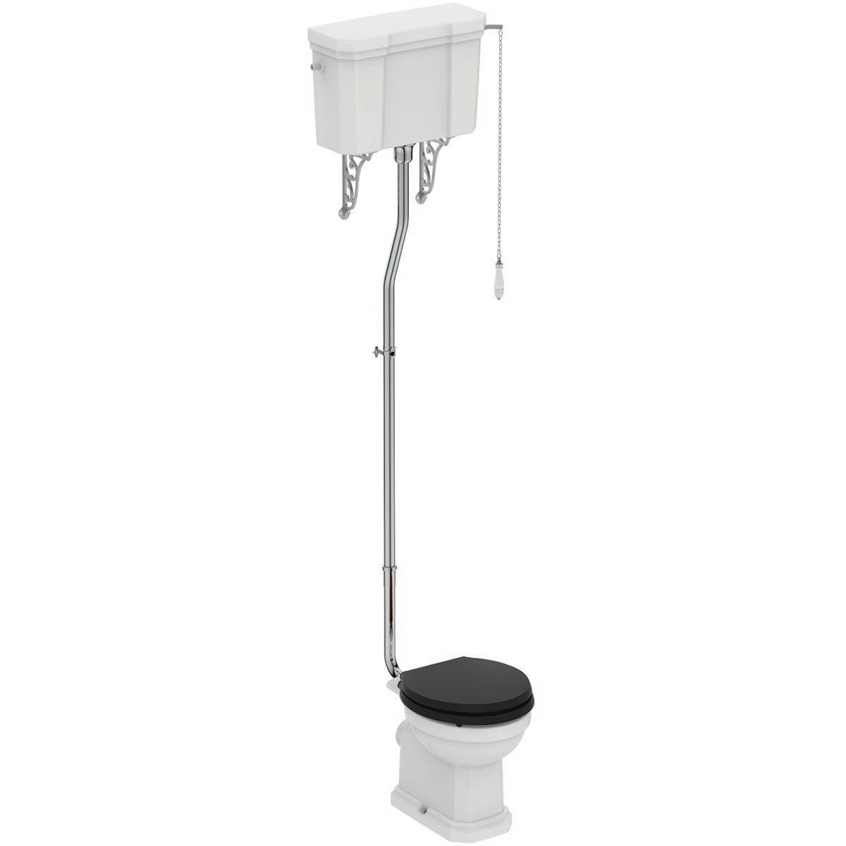Ideal Standard Waverley high level toilet with black toilet seat