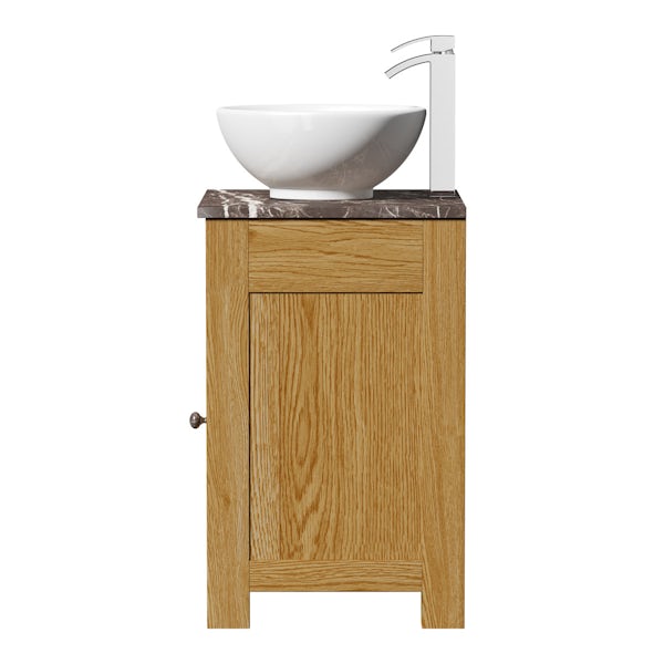 The Bath Co. Chester oak washstand with brown marble top and Eden basin 600mm