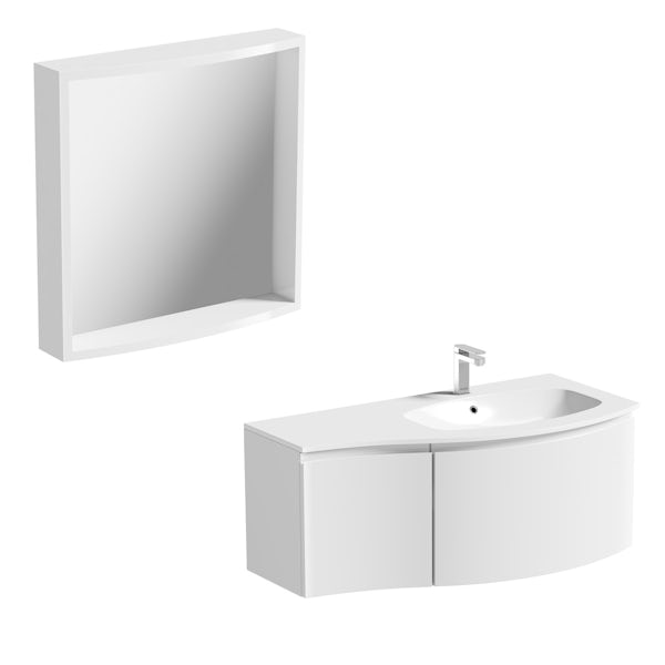 Mode Harrison snow right handed wall hung vanity unit 1000mm with mirror