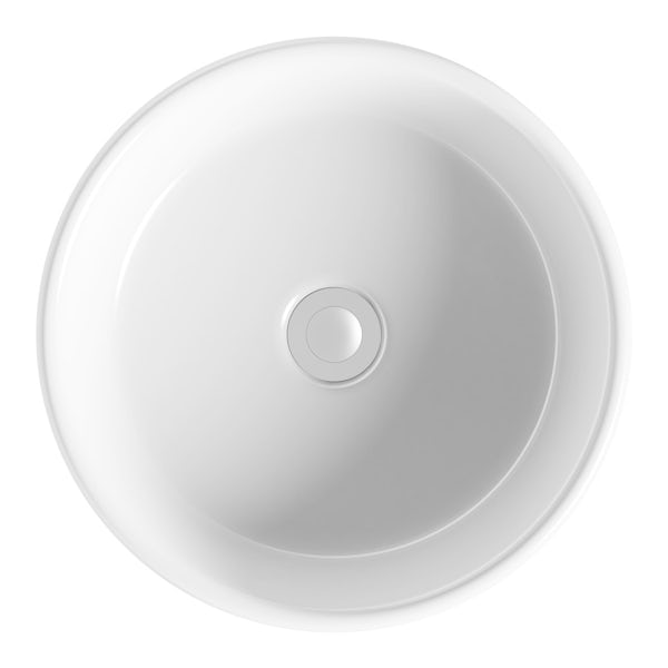 Wowee White countertop round basin 385mm with waste