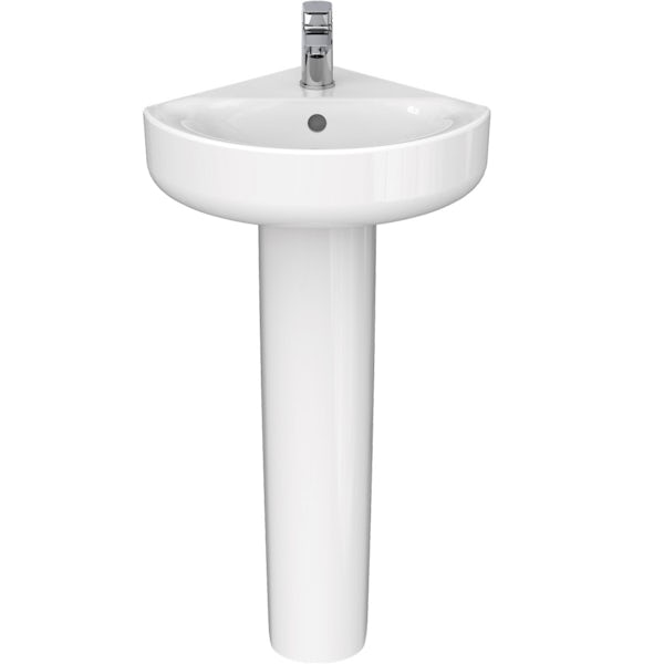 Ideal Standard Concept Space 1 tap hole full pedestal corner basin 450mm