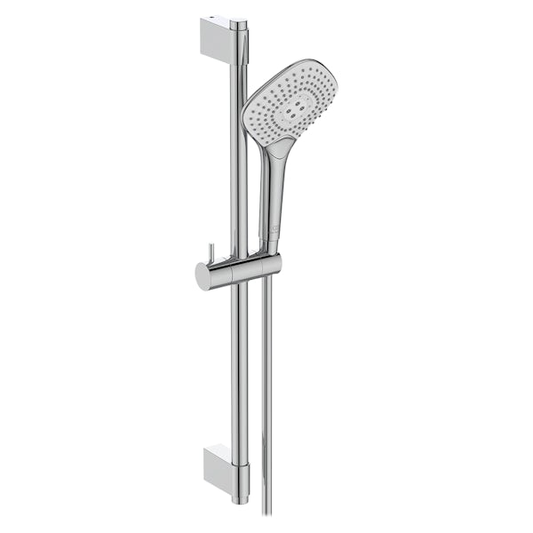 Ideal Standard Ceratherm T125 exposed thermostatic shower mixer valve with 125mm diamond handspray, 600mm rail and 1.75m hose