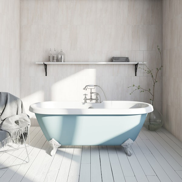 Bluebell coloured bath with Hampshire shower bath mixer tap