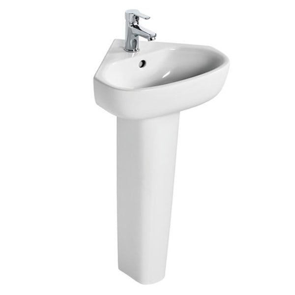 Ideal Standard Studio Echo 1 tap hole corner full pedestal basin 450mm