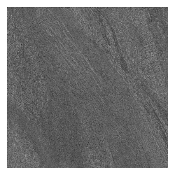 Alicura grey stone effect matt wall and floor tile 600mm x 600mm