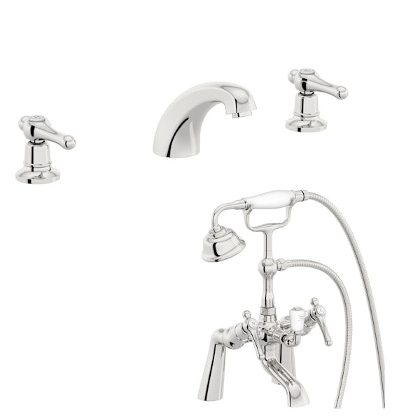 The Bath Co. Camberley lever 3 hole basin and bath shower mixer tap pack
