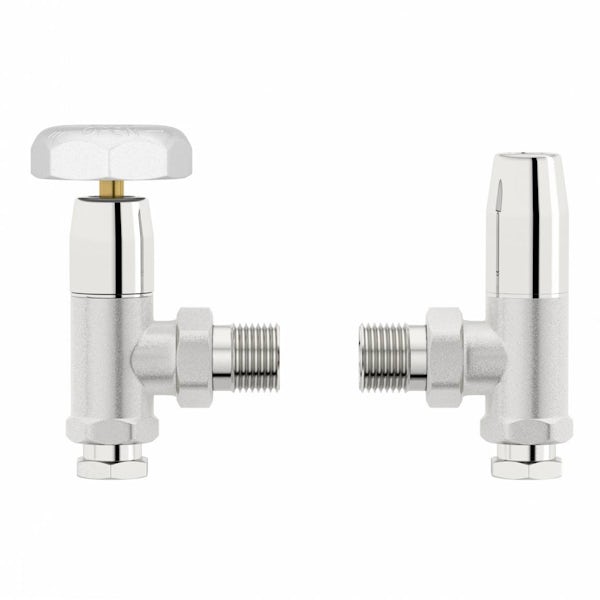 Traditional Angled Radiator Valves with White Handle