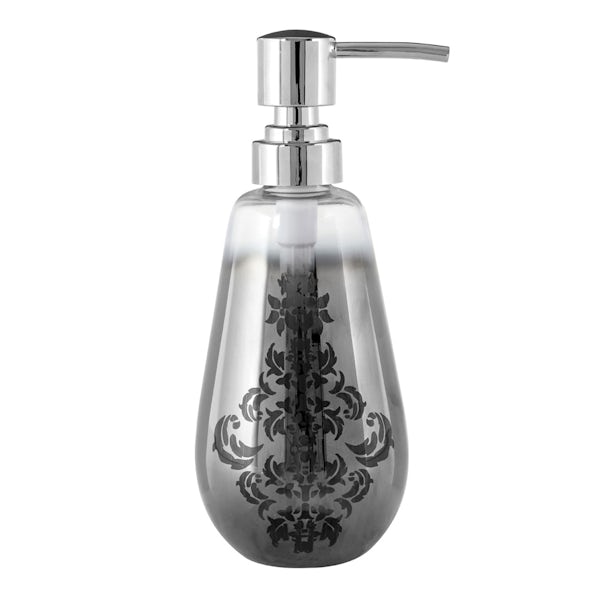 Accents Elissa 3 piece glass silver bathroom accessory set