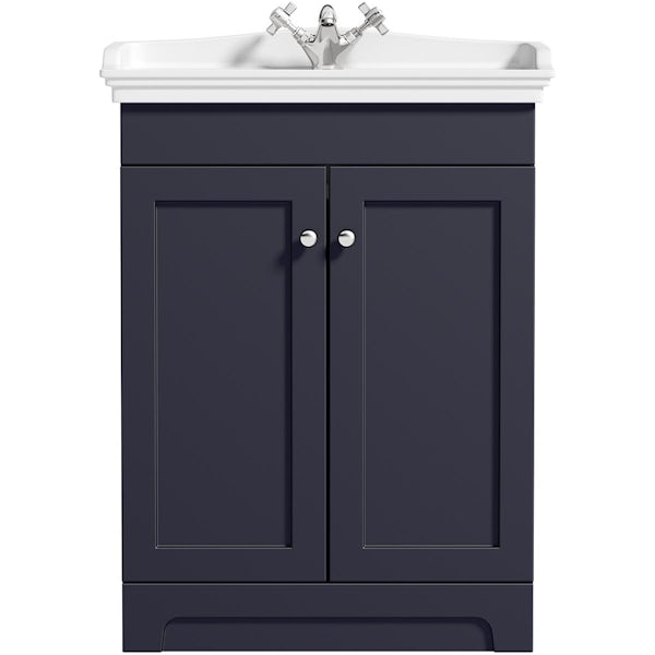 The Bath Co. Ascot indigo floorstanding vanity unit and ceramic basin 600mm with tap