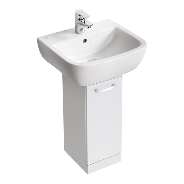 Ideal Standard Tempo gloss white pedestal unit with basin 500mm