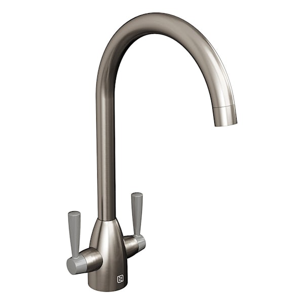 The Tap Factory Vibrance kitchen mixer tap with nickel and anthracite grey finish