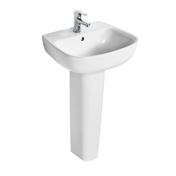 Ideal Standard Studio Echo cloakroom suite with close coupled toilet and full pedestal basin 500mm