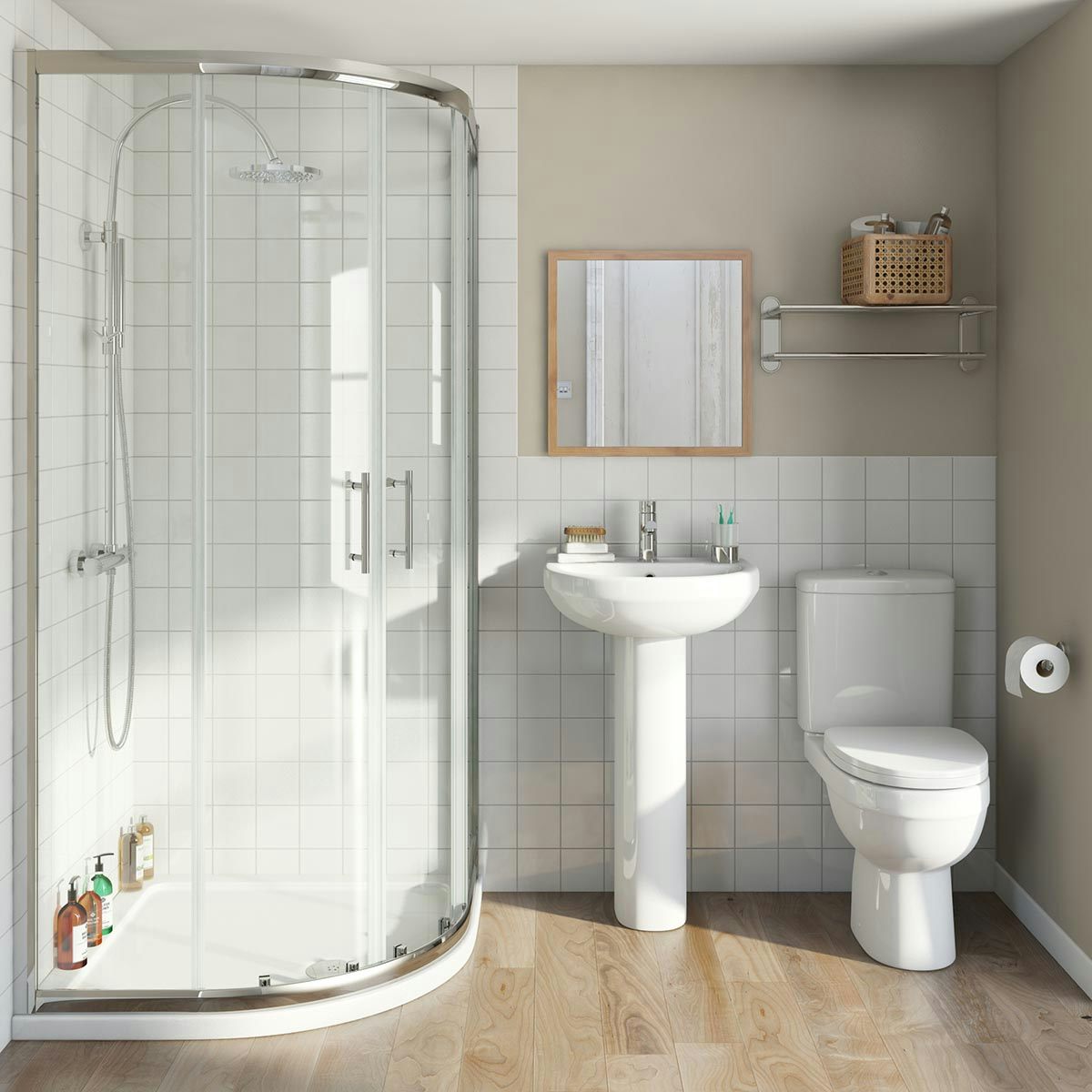 Orchard Eden ensuite with quadrant enclosure and tray 900 x 900