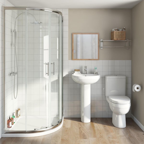 Eden suite with sliding quadrant shower enclosure and tray