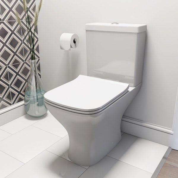 Orchard Derwent stone grey cloakroom suite with square close coupled toilet