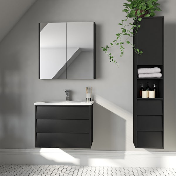 Mode Cooper anthracite black furniture package with vanity unit 600mm